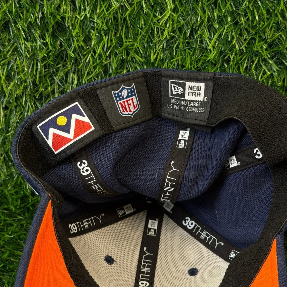 Denver‎ Broncos New Era 39THIRTY Hat Mens Medium Large Navy Blue NFL 100 Cap